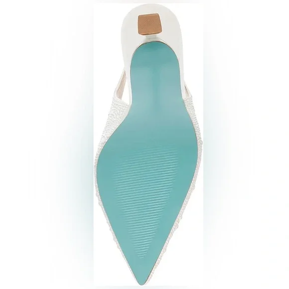 Blue by Betsey Johnson White Crystal Slingback Heels - Picture 6 of 9